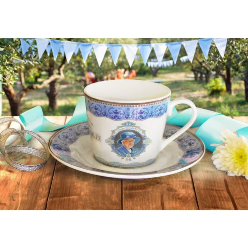 Queen Elizabeth II Tea Cup and Saucer Set Platinum Jubilee Etsy UK