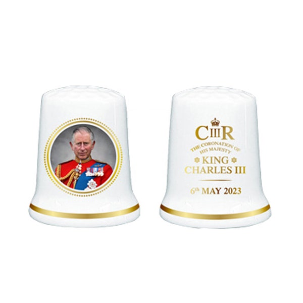 Koning Charles III Vingerhoedkroning - Koninklijk Gezicht Miniatuur Naaihandwerk Collectible - Ergonomische keramische naaivingerbeschermer