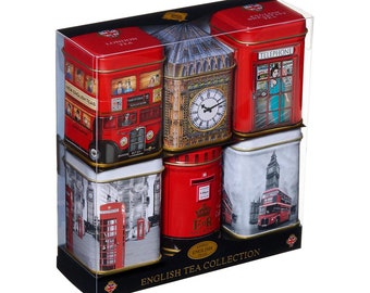 London Sights Classic English Breakfast Tea and English Afternoon Tea in Mini Tea Tin