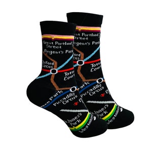 London Underground Tube Map Socks Black Men and Women