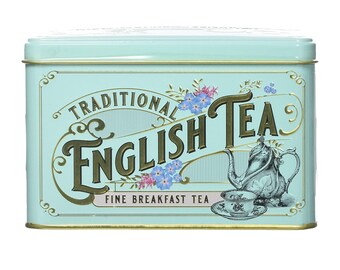 40 x Vintage Victoria British Souvenir Tea Tin | Tea Bags Traditional Fine Breakfast Teas Sachets Tin Box | Pure Sri Lankan Ceylon Chai