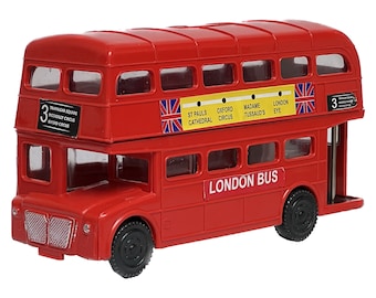 London Red Bus Double Decker Money Box | Piggy Bank Jar Coin Safe Kiosk | British Souvenirs Novelty Kids Toy Box | English Home Decor Gift