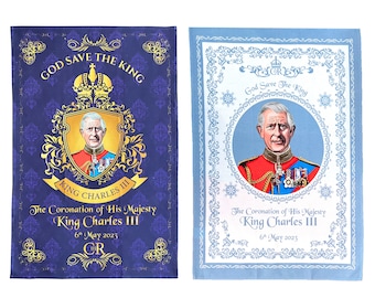 King Charles III Coronation Collectable Tea Towel Commemorative Memorabilia Decoration Souvenirs Gift