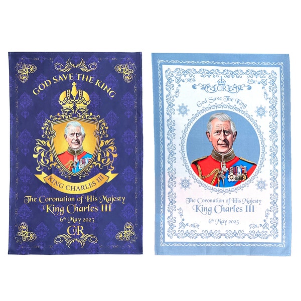 King Charles III Coronation Collectable Tea Towel Commemorative Memorabilia Decoration Souvenirs Gift