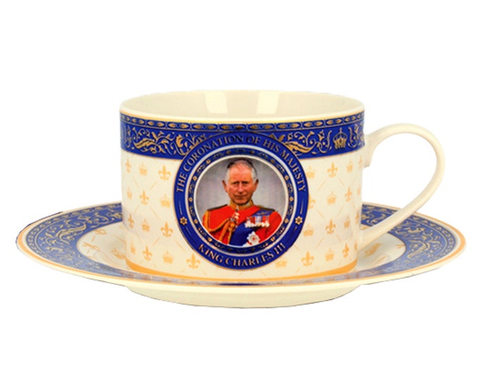 King Charles III Coronation Cup and Saucer Set Commemorative Memorabilia Decorative Souvenirs Gift