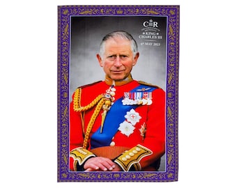 King Charles III Coronation Tea Towel- British Royal Commemorative Memorabilia Decorative  Souvenir Gift