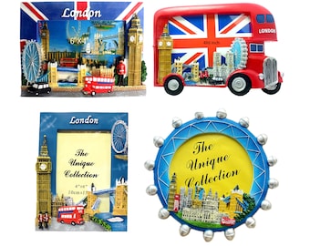 6x4 Photo frame For Pictures, Selfies, Kids Art Work London Souvenir | Table Top  or Desktop Frames | Red Double Decker Bus, Big Ben Gifts