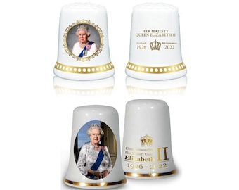 Vier het leven van koningin Elizabeth II 1926-2022 Herdenkingskeramiek Decoratieve Thumble Memorable Souvenir Gift Home Decor Collection