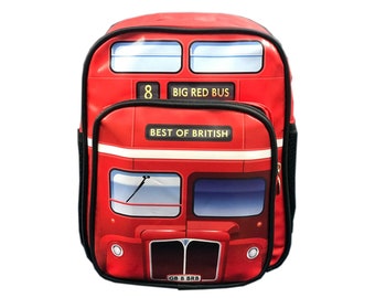 Lightweight London Bus Boys and Girls School Backpack Kids Travel Shoulder Bag Toddler Small Waterproof Baby Changing Rucksack