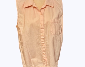 Vintage 90er Jahre Ärmellose Bluse aus Baumwolle in Pink 18W | Jones NY Sommer Top und Shorts