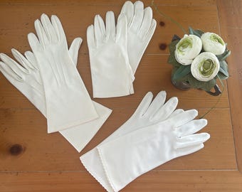 Vintage White Gloves Lot of 3 | 1950s 1960s Dress Costume Theater Prop | Mixed Length