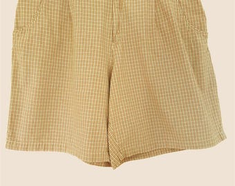 Bermudas vintage Liz Claiborne / Talle alto de algodón a cuadros / Talla grande 18