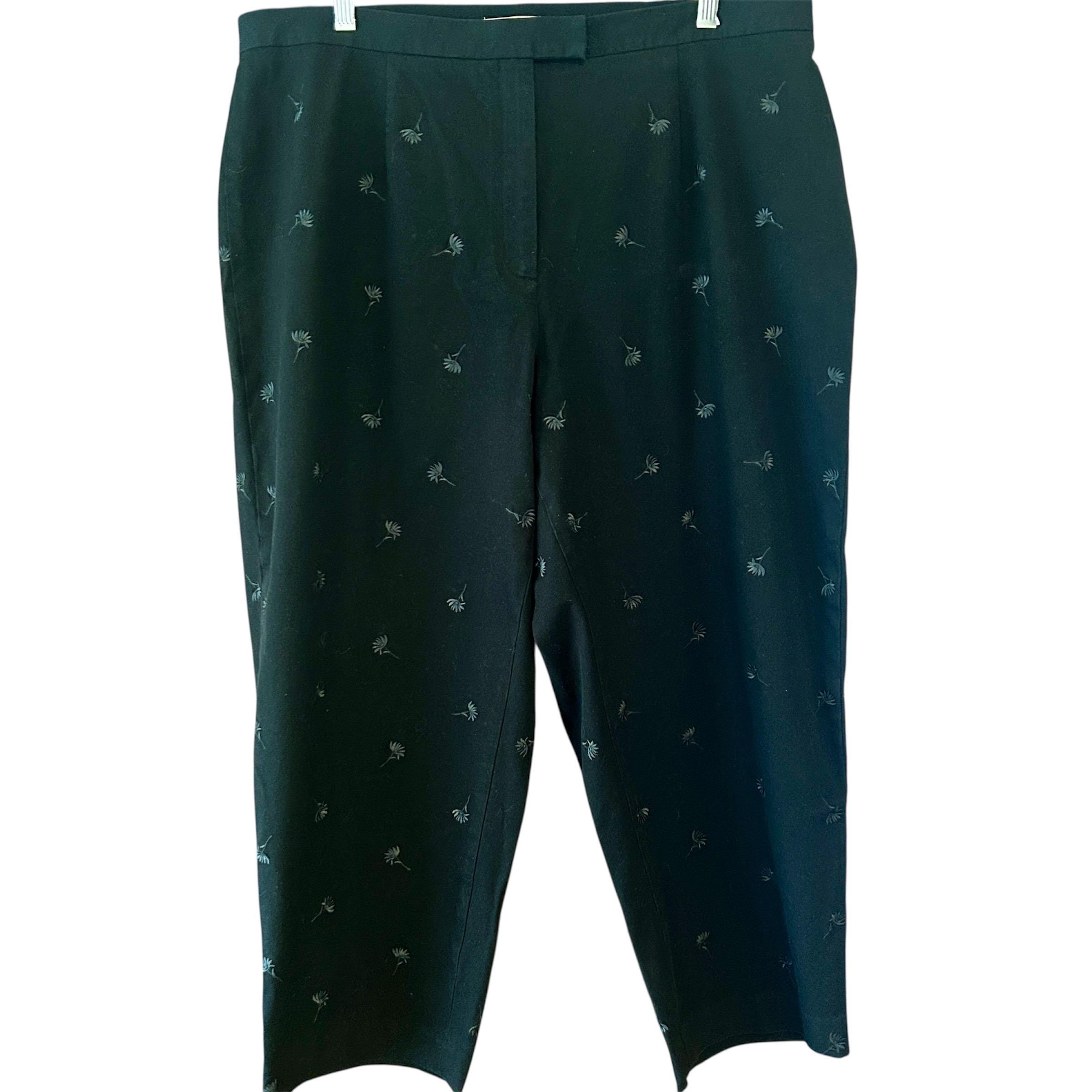 90s Embroidered Floral Ankle Pants: Vintage Jones New York Plus Size