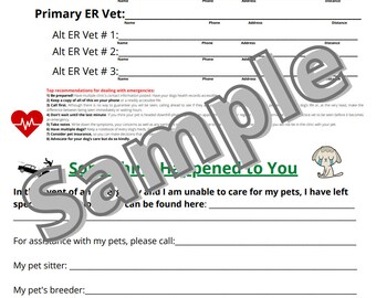 Pet Emergency Planner - Vet Phone Numbers and More!