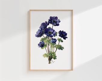 Blue Anemone Print: Vintage Botanical Illustration (Digital Download)