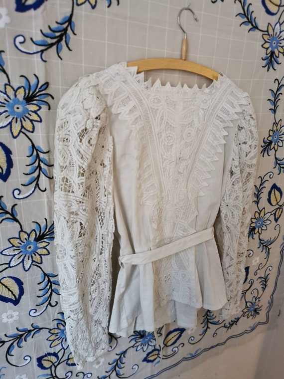 Vintage 1980s german folklore cotton blouse, tard… - image 6