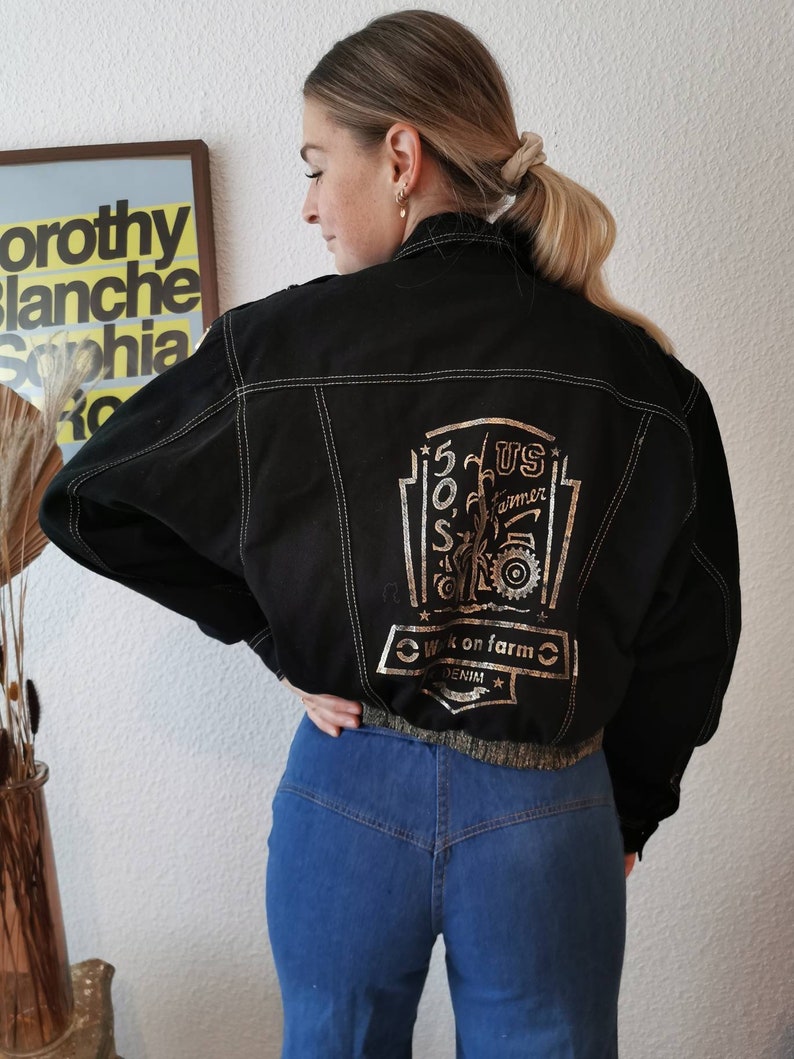 Vintage Jeans Jacket, 1980's Deadstock Gold and Blue Cotton Jeans