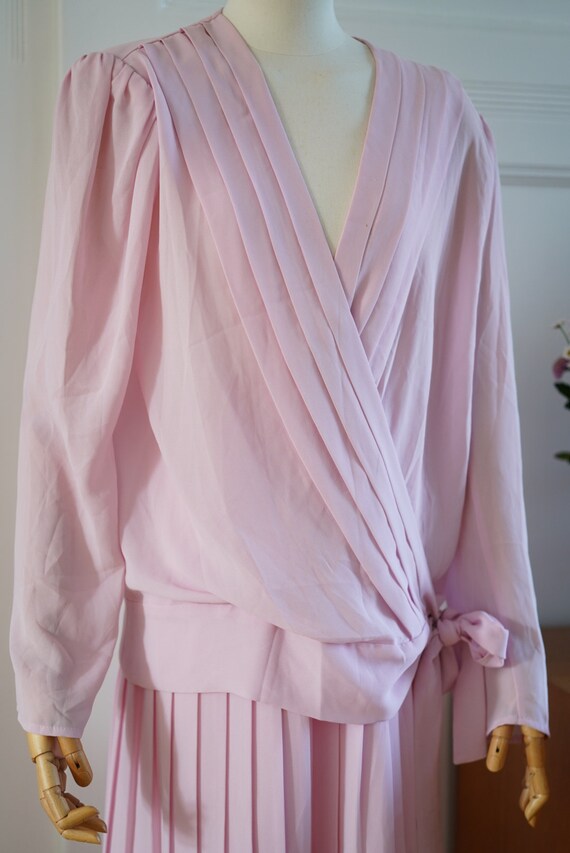Vintage co-ord, 1980's light pink blush pleated s… - image 3
