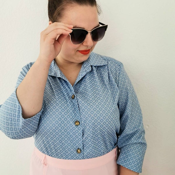 Vintage Bluse, 1980er Bluse mit Taschen