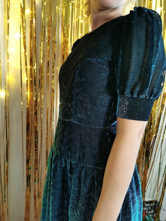 Vintage dress, 1980's lurex glitter maxi dress, g… - image 4