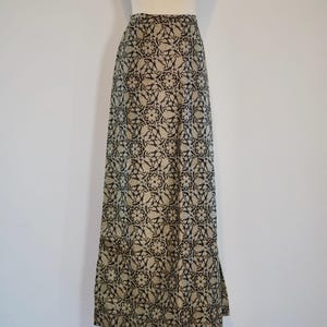 Vintage skirt, 1970&#39;s lurex flower baroque maxi lurex skirt gold silver 70er M | US 10 | UK 12 | EU 38