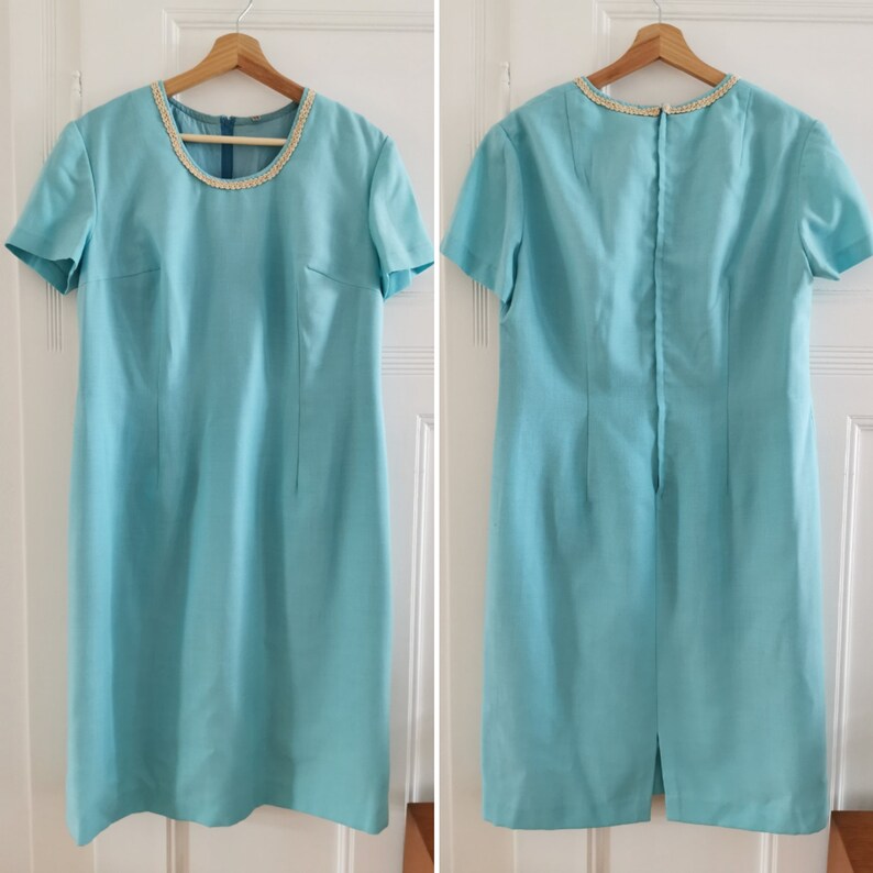 Vintage 1960s Plussize Light Blue Dress and Blazer Set, Coord