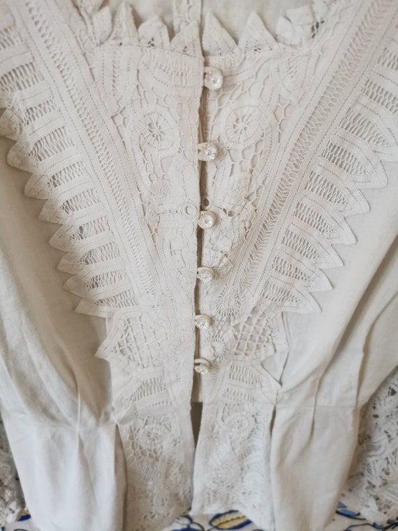Vintage 1980s german folklore cotton blouse, tard… - image 10
