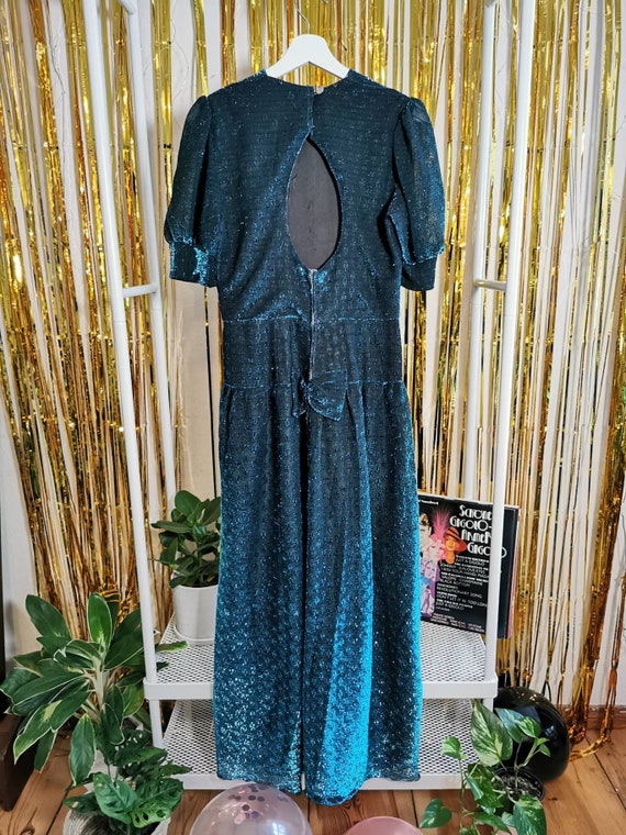 Vintage dress, 1980's lurex glitter maxi dress, g… - image 6