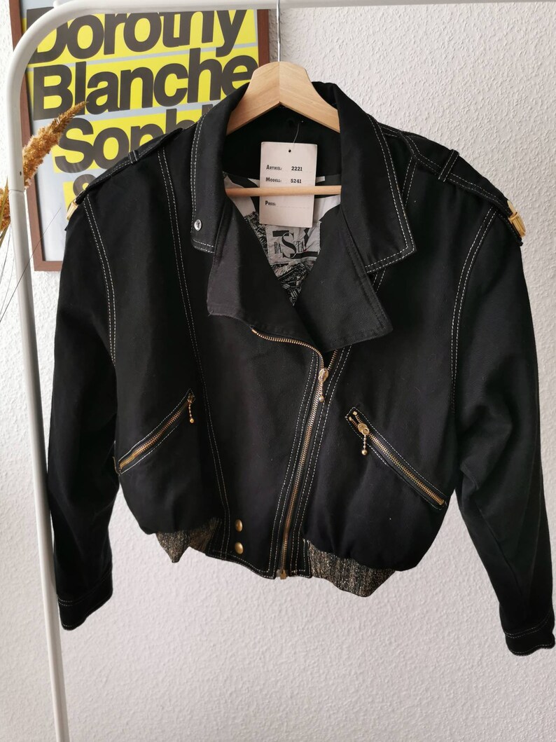 Vintage Jeans Jacket, 1980's Deadstock Gold and Blue Cotton Jeans