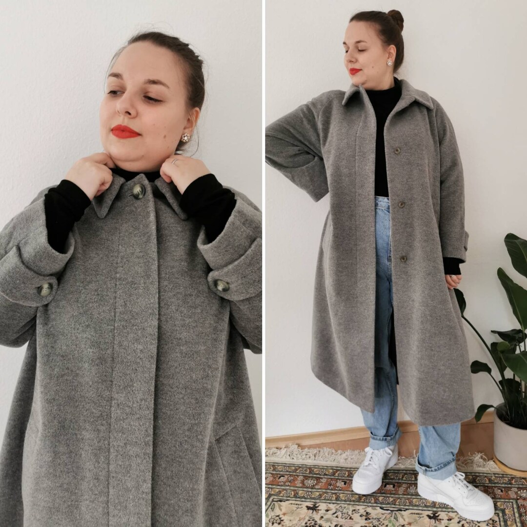 Vintage Angora Wool Coat 1980's Winter Coat Grey Etsy