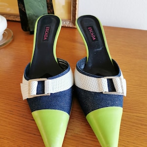 Vintage Escada Jeans pumps, 2000s y2k, spike heel, stiletto, buckle, Size EU 41 | US 9 | UK 7,5