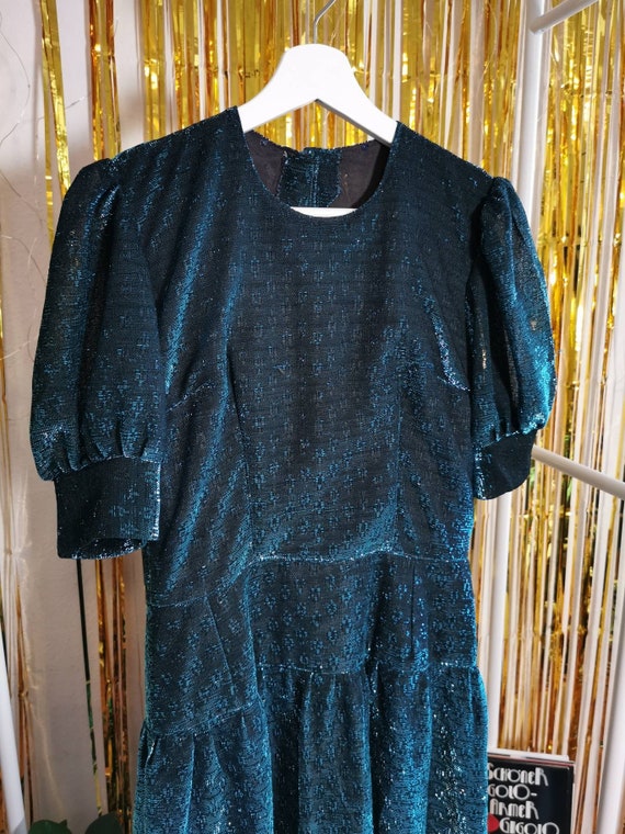 Vintage dress, 1980's lurex glitter maxi dress, g… - image 9