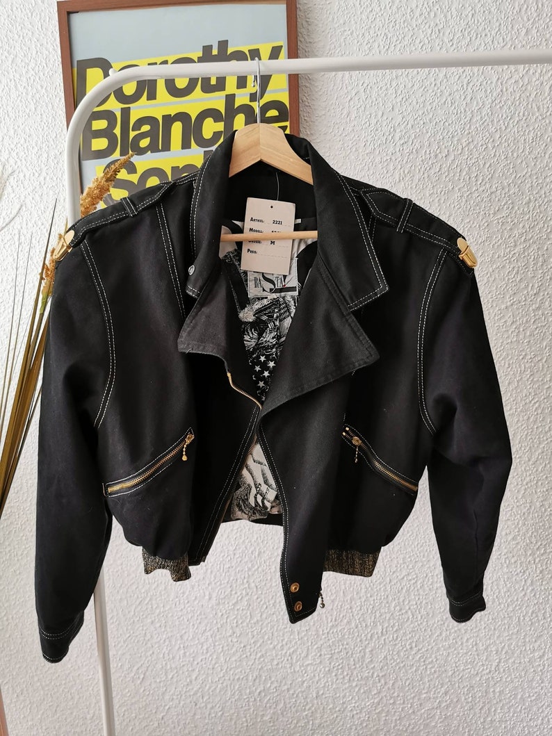 Vintage Jeans Jacket, 1980's Deadstock Gold and Blue Cotton Jeans