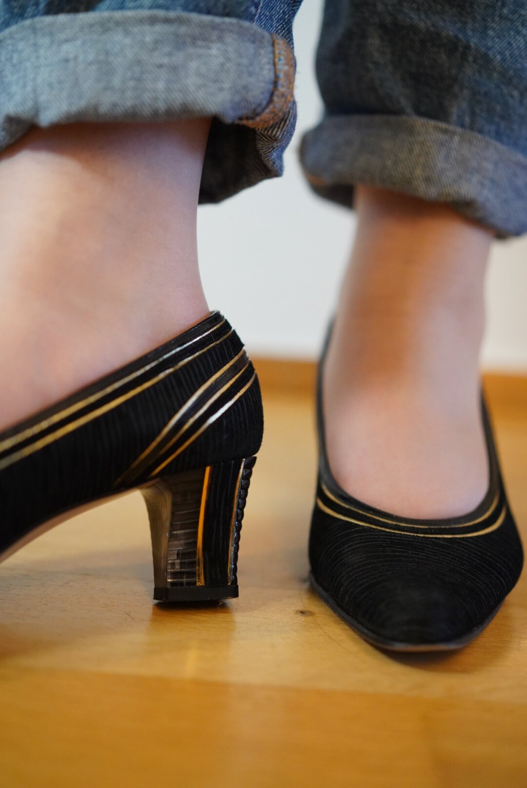 80s Servas Pumps| Vintage Women's Black Shoe| Size US 4.5