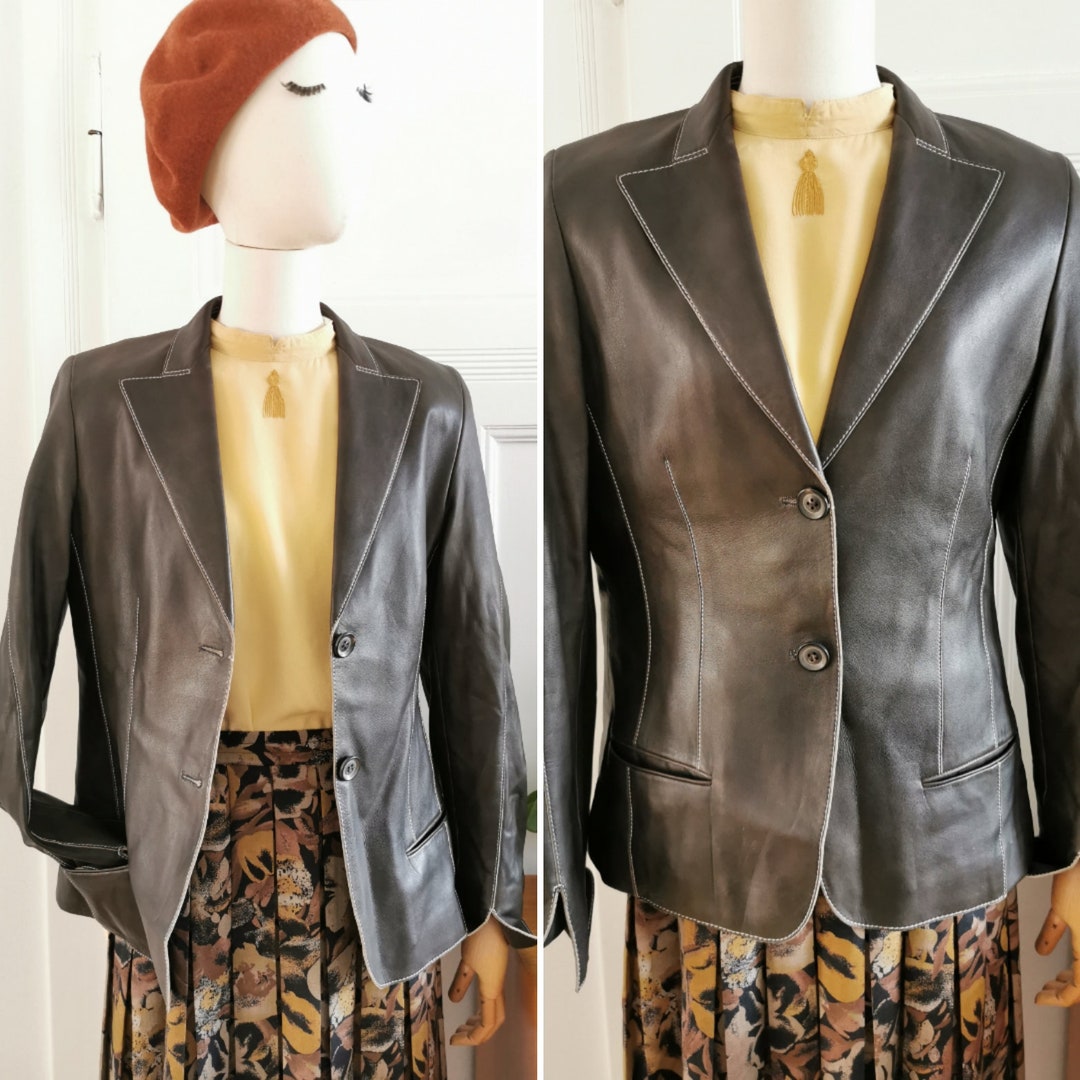 Rene Leather Fitted Blazer