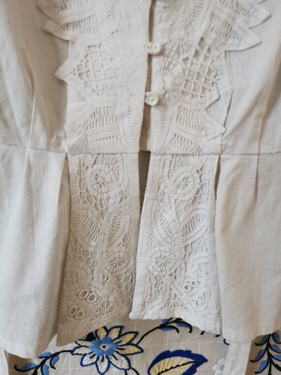 Vintage 1980s german folklore cotton blouse, tard… - image 9