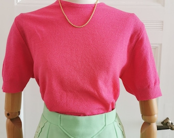 Vintage shirt, 1970's pink casual T-Shirt, Size S-M | US4-6 | UK 8-10 | EU 36-38