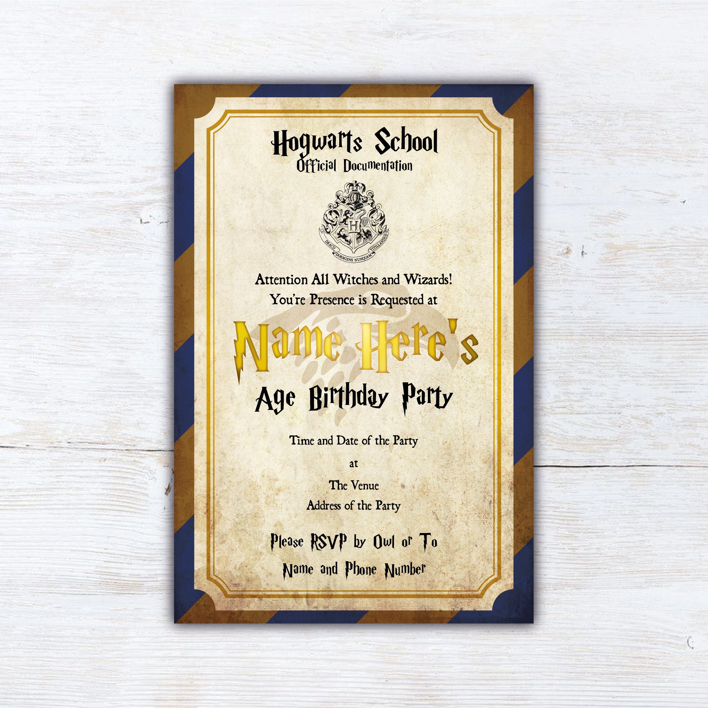 Personalised Harry Potter Invitation Birthday Party Harry Etsy