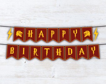 Happy Birthday Banner Harry Potter All 4 House Harry Potter Birthday Party Banner Harry Potter - Etsy Denmark
