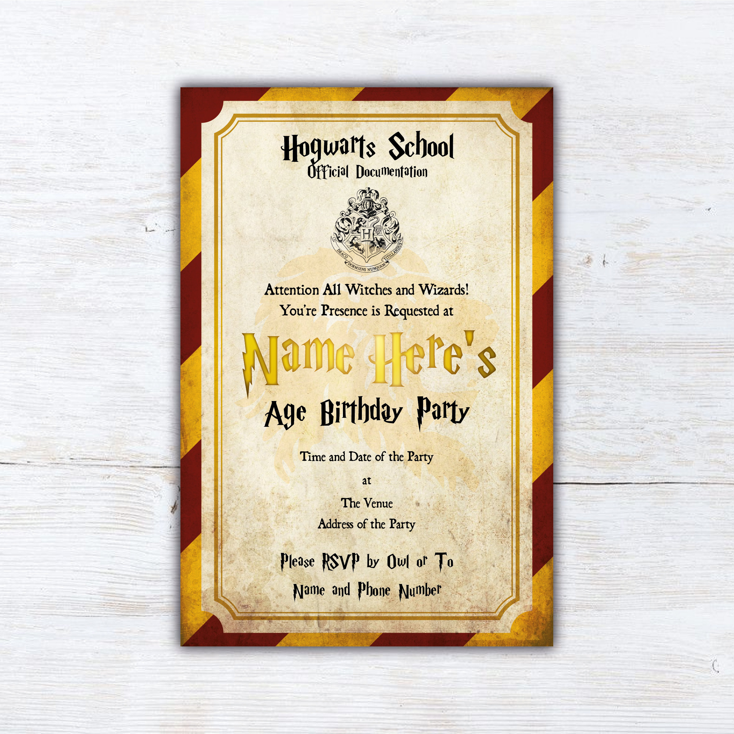 Personalised Harry Potter Invitation Birthday Party Harry Etsy