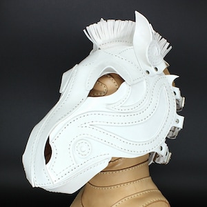 Leather Horse Pony Unicorn mask, play hood