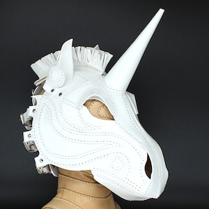 Leather Unicorn Horse Pony mask, play hood