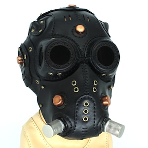 Black leather steampunk mask, Steampunk armor