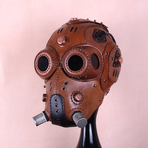 Leather steampunk mask, Biker helmet