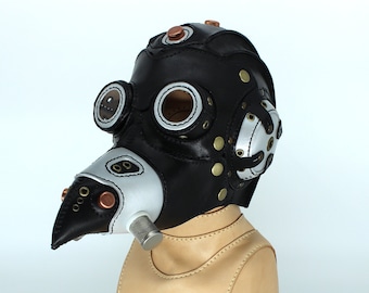 Masque steampunk, armure en cuir, casque de motard