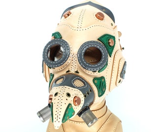 Pestdoktor Maske, Steampunk Maske, Postapokalyptische Maske, Gesichtsmaske aus Leder, Halloween-Kostüm