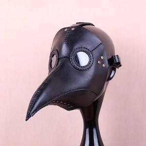Long Plague Doctor Leather Mask, Steampunk Post Apocalyptic Mask, Halloween costume