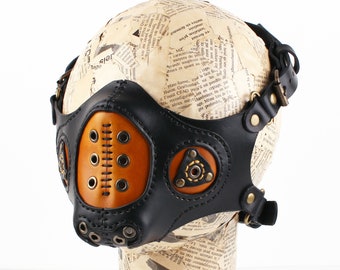 Steampunk leather mask, Biker costume