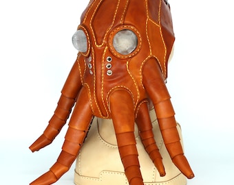 Leather Cthulhu mask, octopus hood