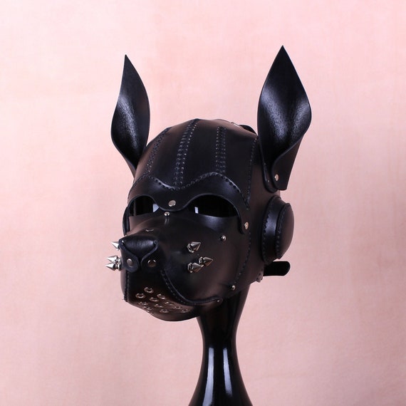 Leather Dog Mask Puppy Play Hood Etsy Canada